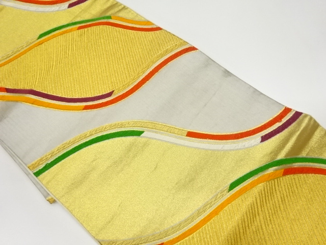 JAPANESE KIMONO / VINTAGE FUKURO OBI / WOVEN DIAGONAL TATEWAKU PATTERN